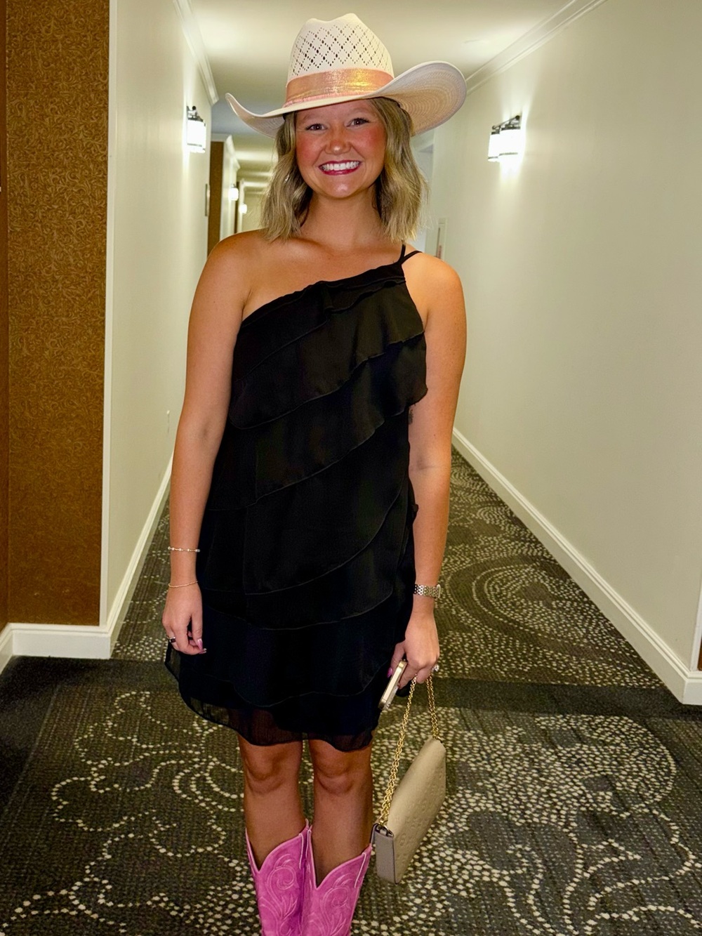 Black One-Shoulder Ruffle Dress - Women's